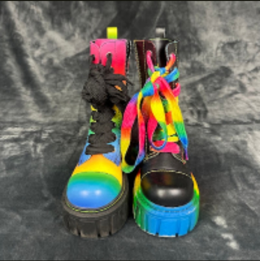 Current Mood Colorwave Mismatched Combat Boots